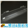 clear long L shaped slatwall wall mounted acrylic book shelf